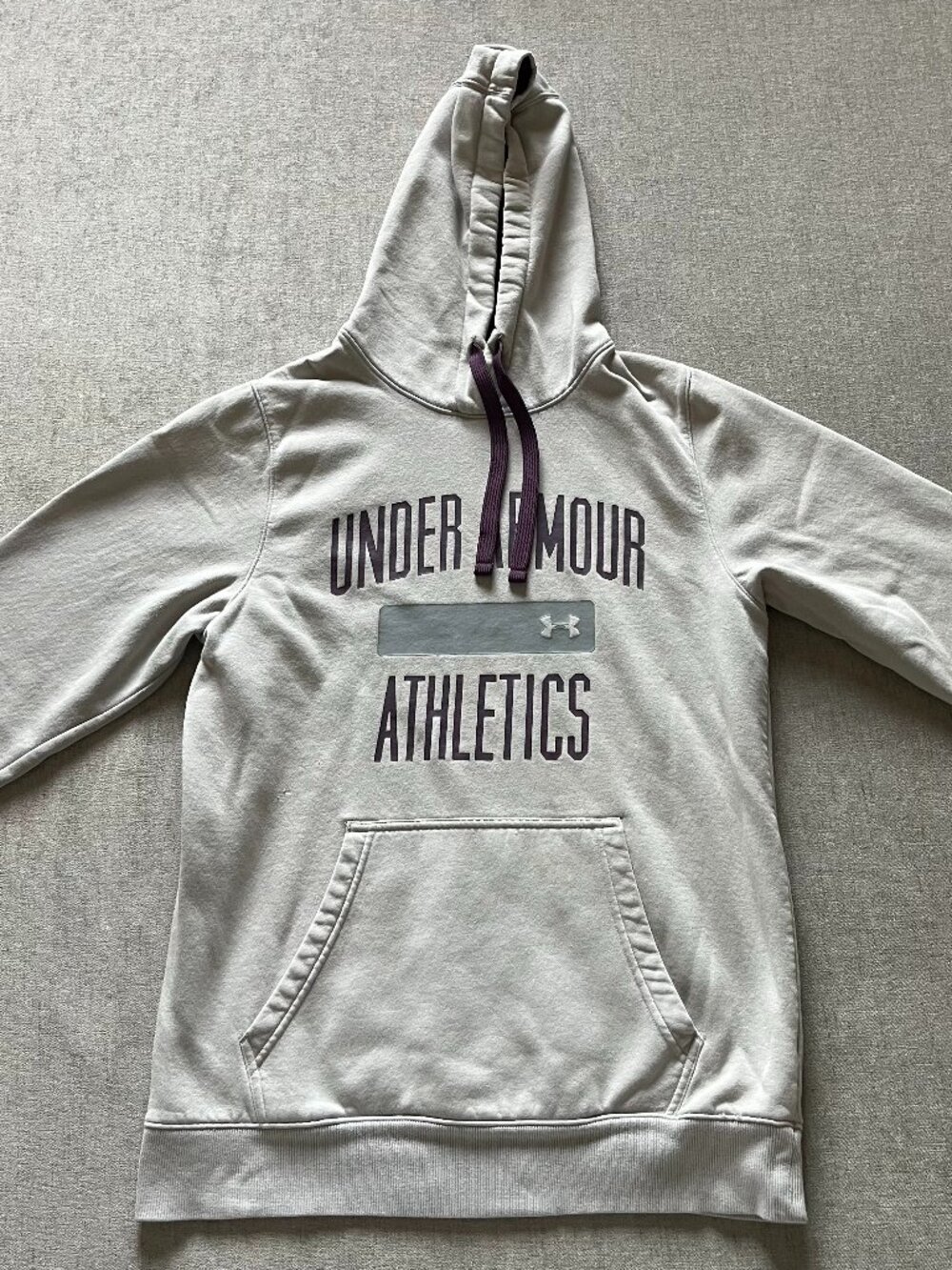 Under Armour Hoodie Sweatshirt Men Small Light Gray Purple Loose Athletic Active